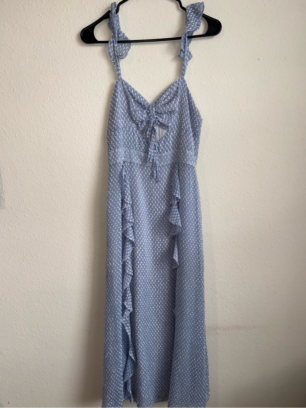 Song of Style Blue Ruffle Midi Dress Size Small
